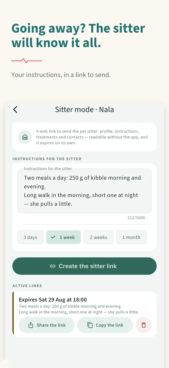 Panel 8 — Going away? The sitter will know it all.